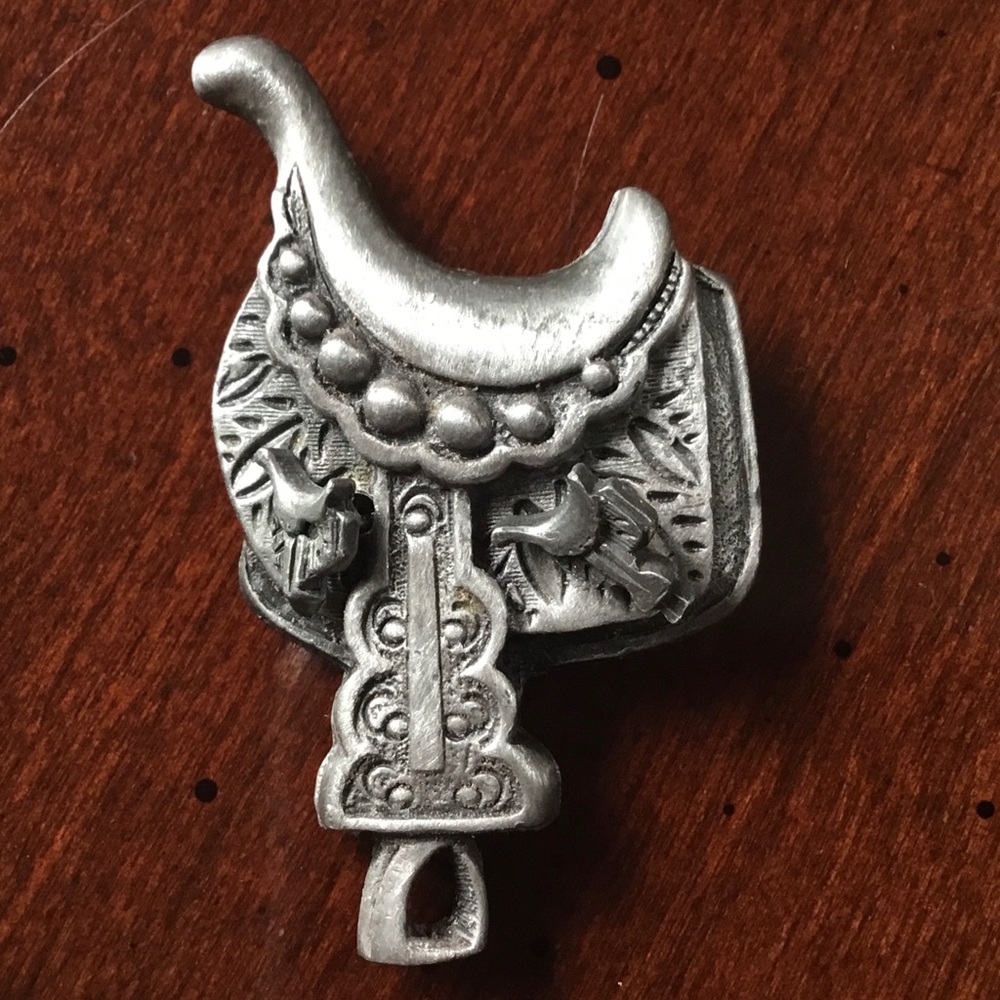 Horse Saddle Pin & Earrings